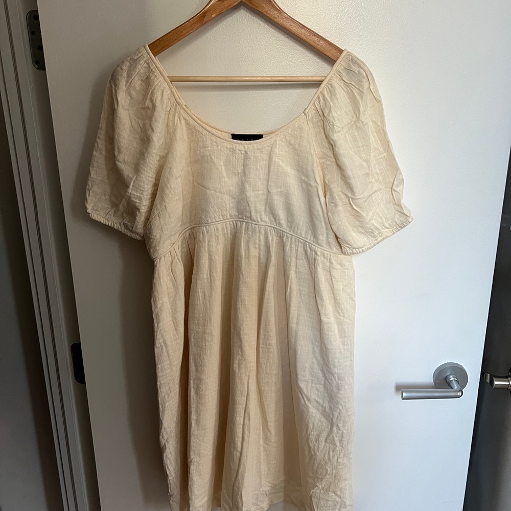 Hatch Cream Smocked Puff Sleeve mini dress - maternity
